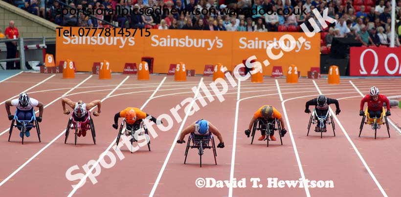Hannah Cockcroft wins the T34 100 metres the Glasgow Diamond League. Photo: David T. Hewitson/Sports for All Pics